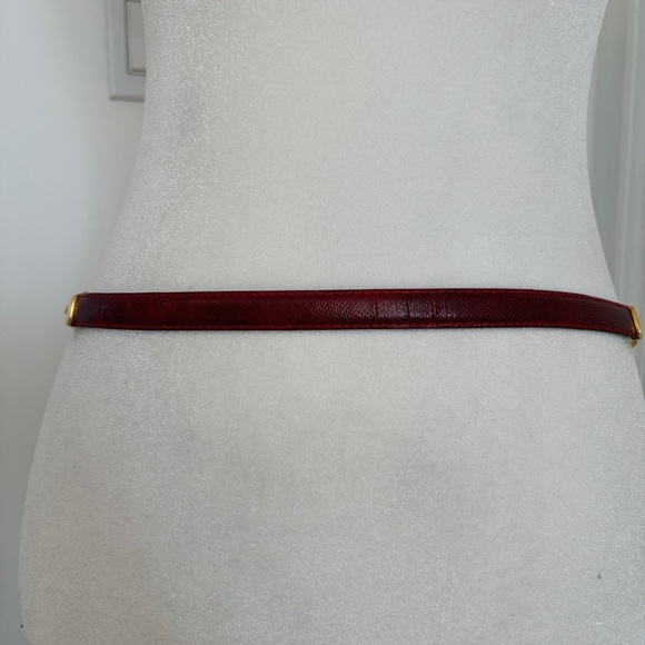 Vintage Red Leather Belt Gold Hardware Made in Spain Size 75/30 *I16 main image 13